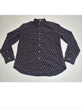 J. Crew Stretch Button Down Shirt Men’s Large Classic Blue Floral Print Cotton